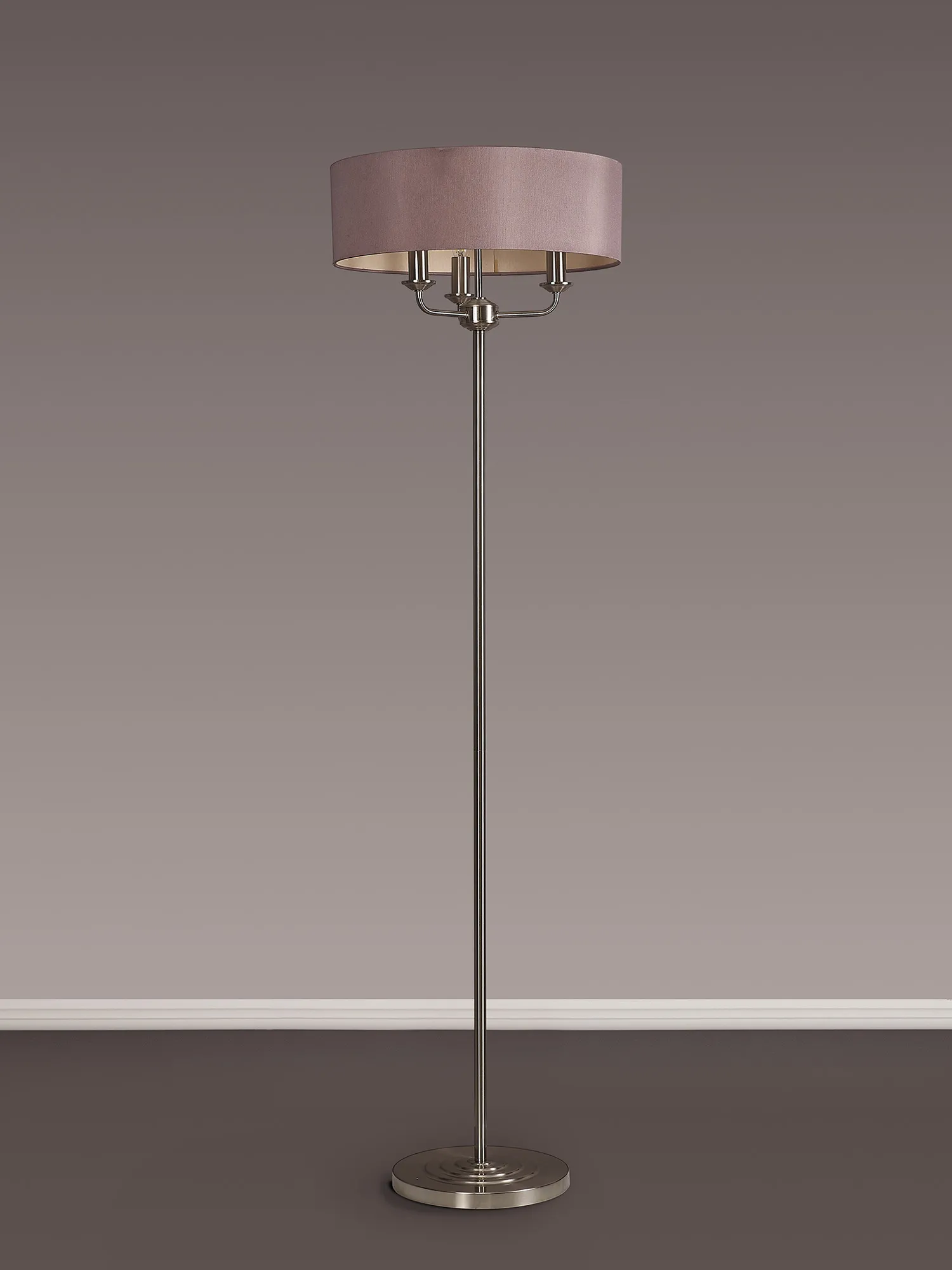 Banyan 45cm 3 Light Floor Lamp Satin Nickel, Taupe DK0926  Deco Banyan SN TA